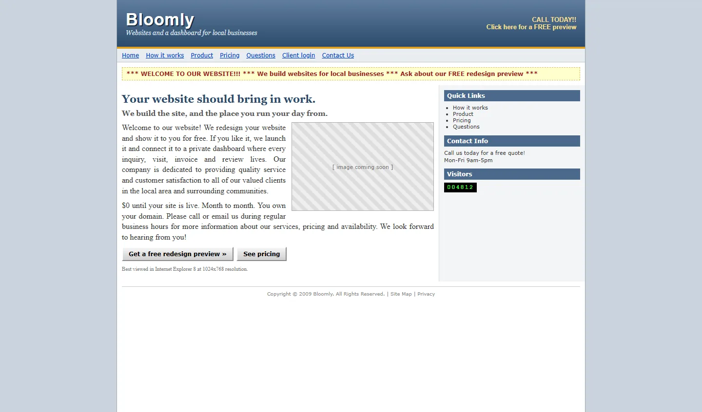Before: this page as a dated website, with a gray banner, tiny text and a cramped layout